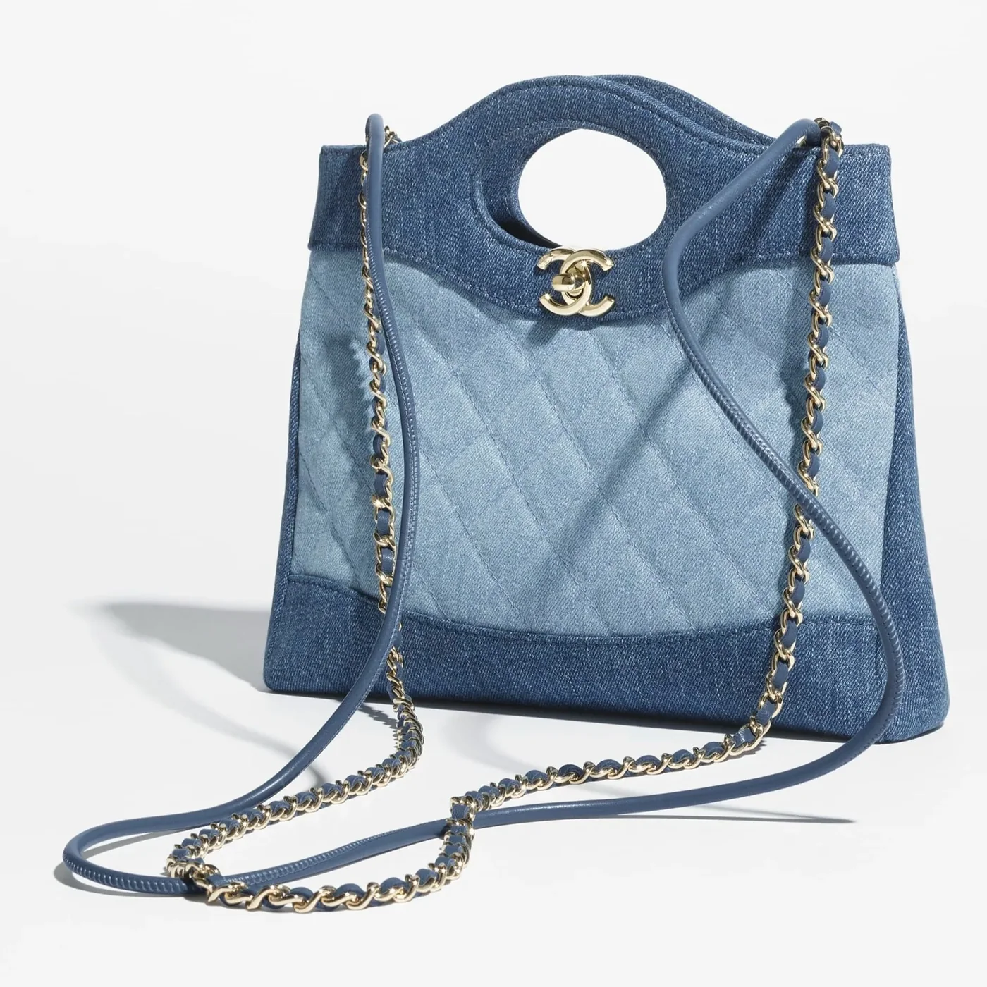 Chanel 31 Shopping Mini Crossbody Bag in Blue Gold Hardware