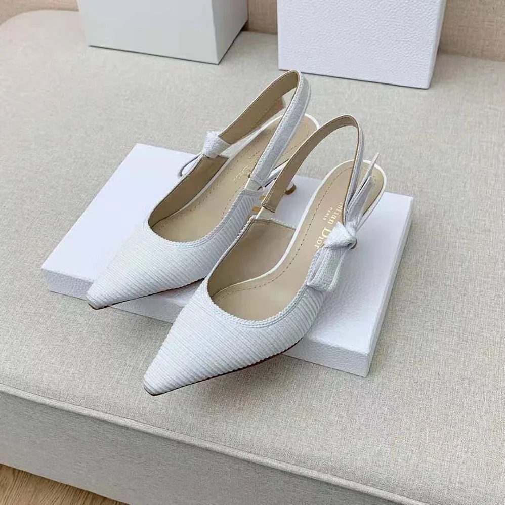 Dior J Adior Slingback Pump White Cotton Embroidery for Women Dior J Adior Slingback Pump White Cotton Embroidery for Women