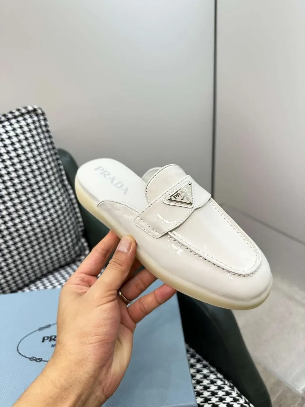 Prada Brushed Sabots White Prada Brushed Sabots White