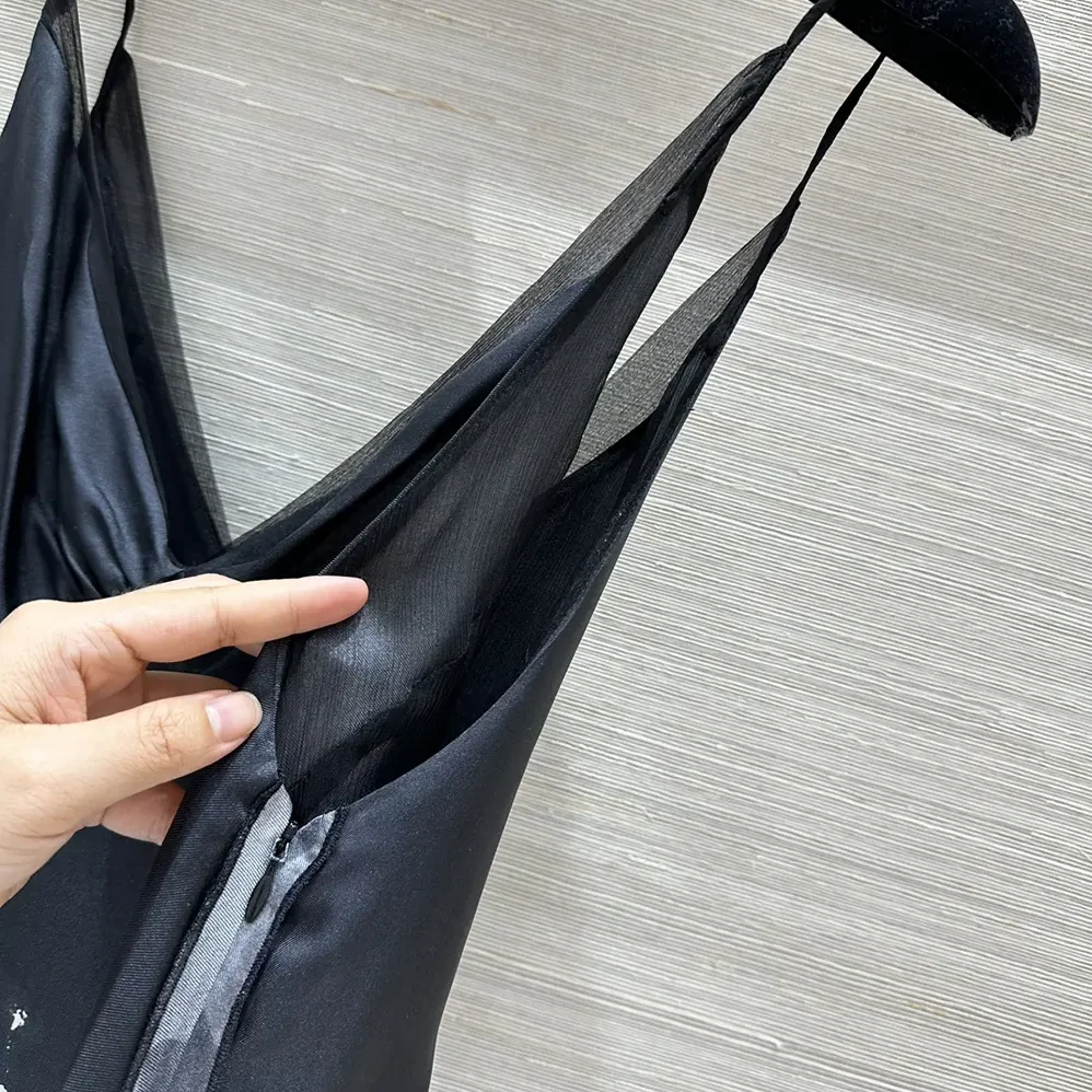 Dior A-Line Mid-Length Dress Black and White Silk Twill with Paris Motif for Women Dior A-Line Mid-Length Dress Black and White Silk Twill with Paris Motif for Women
