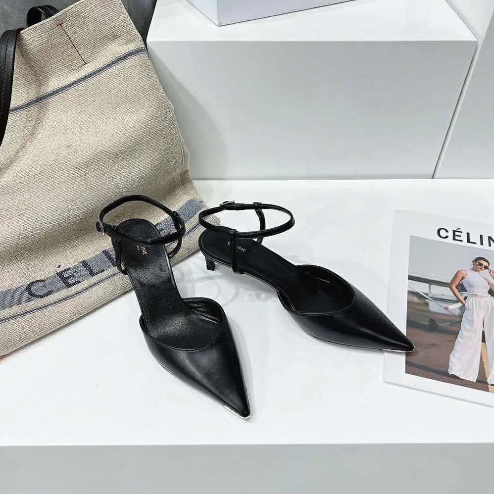 Celine Kitten Metal Toe Pump in Calfskin for Women in Black Celine Kitten Metal Toe Pump in Calfskin for Women in Black
