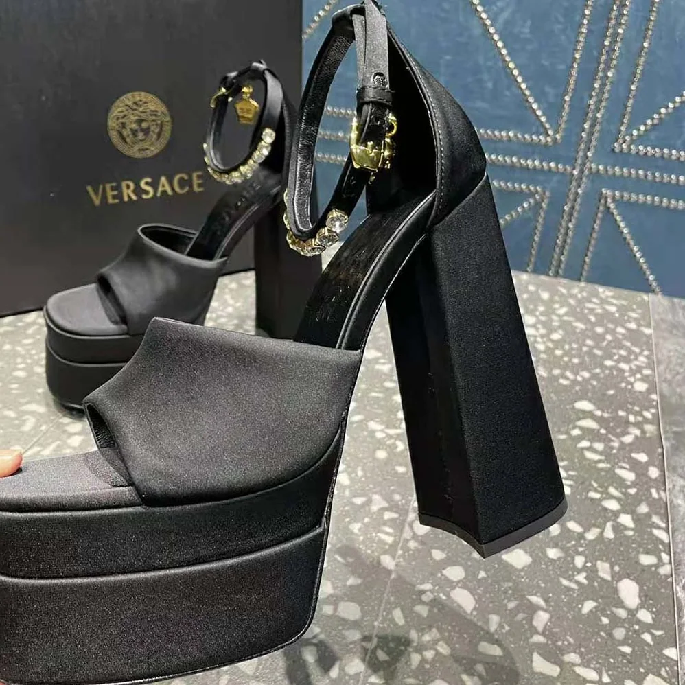 Versace Medusa Aevitas Platform Sandals for Women in Black