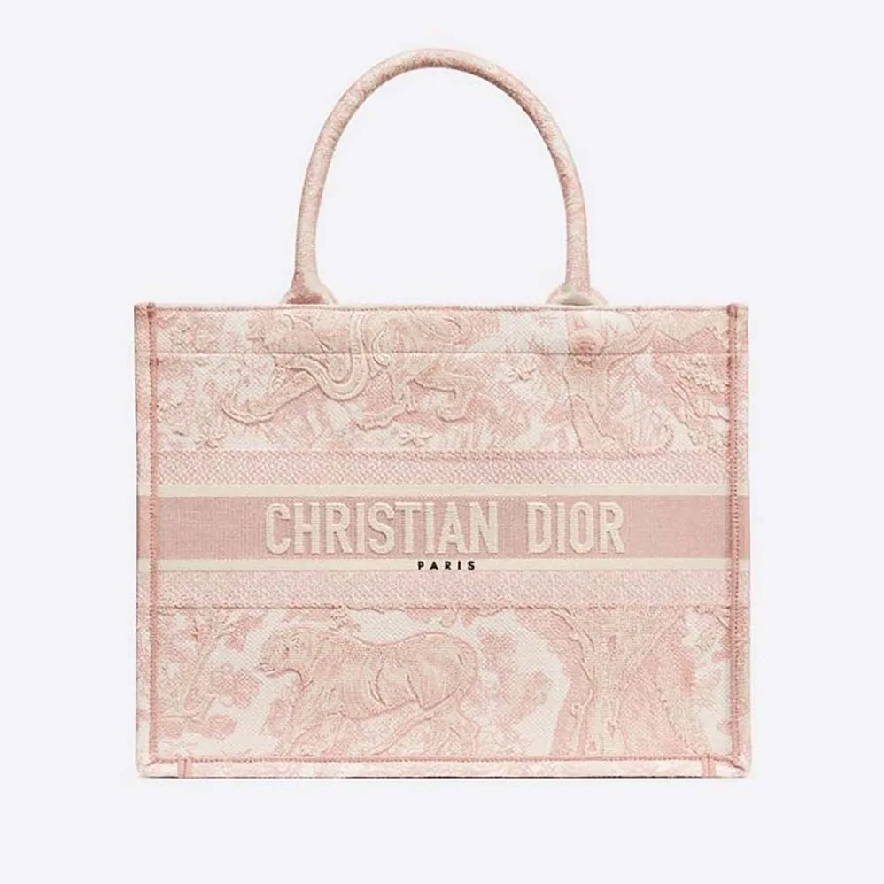 Dior Small Dior Book Tote Toile de Jouy Embroidery for Women in Pink