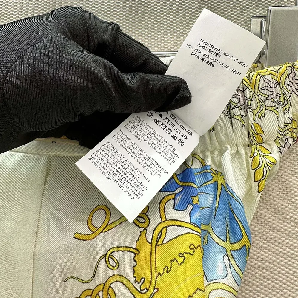 Versace Underwater Barocco Silk Pants for Women in Yellow
