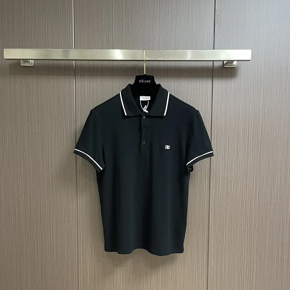 Celine Classic Polo Shirt in Cotton Piqué-Black 2X75H626U.38AW for Men Celine Classic Polo Shirt in Cotton Piqué-Black 2X75H626U.38AW for Men