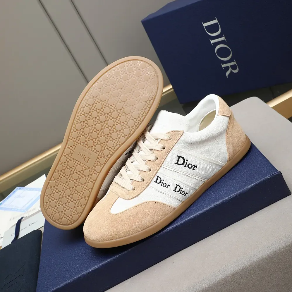 Dior Ribbon Sneaker White and Beige Suede Calfskin for Unisex Dior Ribbon Sneaker White and Beige Suede Calfskin for Unisex