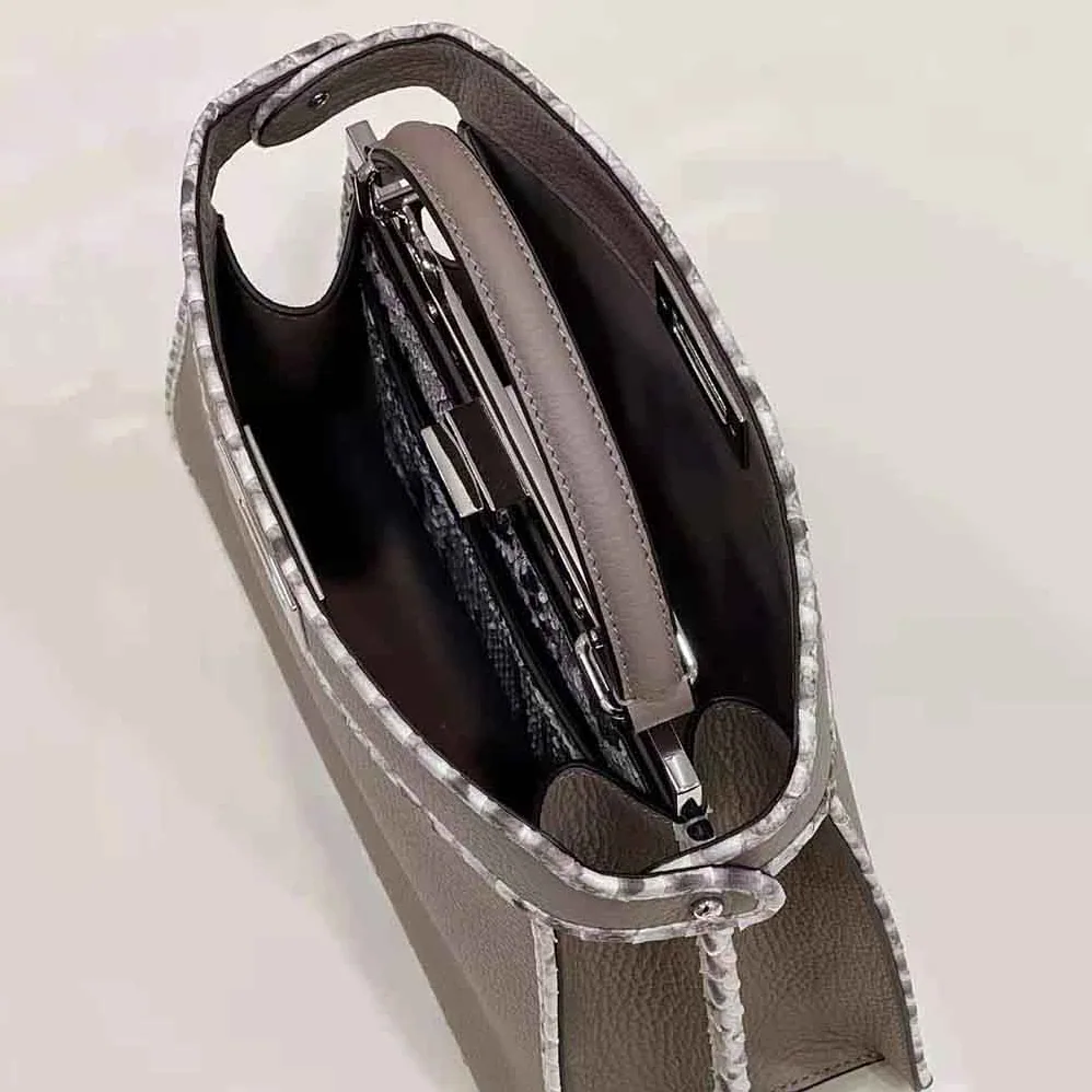 Fendi Peekaboo Iseeu Small Gray Full Grain Leather and Elaphe Bag for Women Fendi Peekaboo Iseeu Small Gray Full Grain Leather and Elaphe Bag for Women