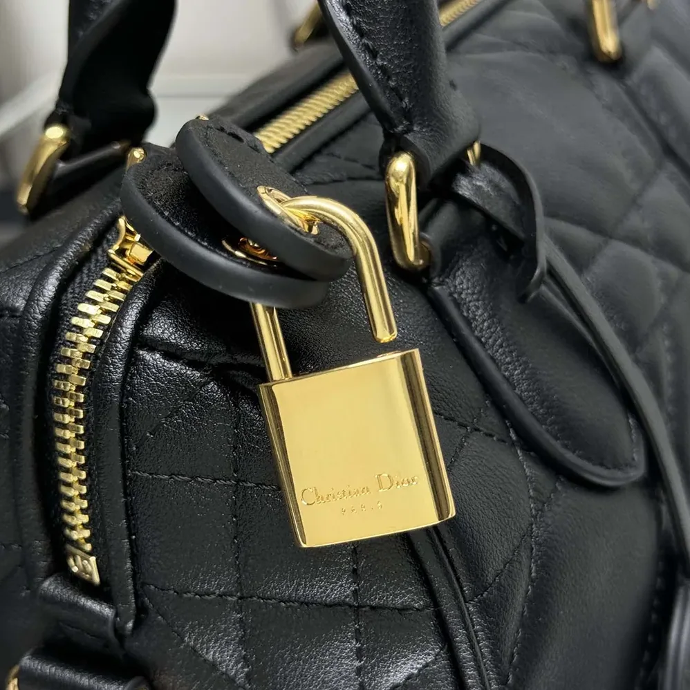 Dior Dior Groove 20 Bag Black Macrocannage Calfskin for Women