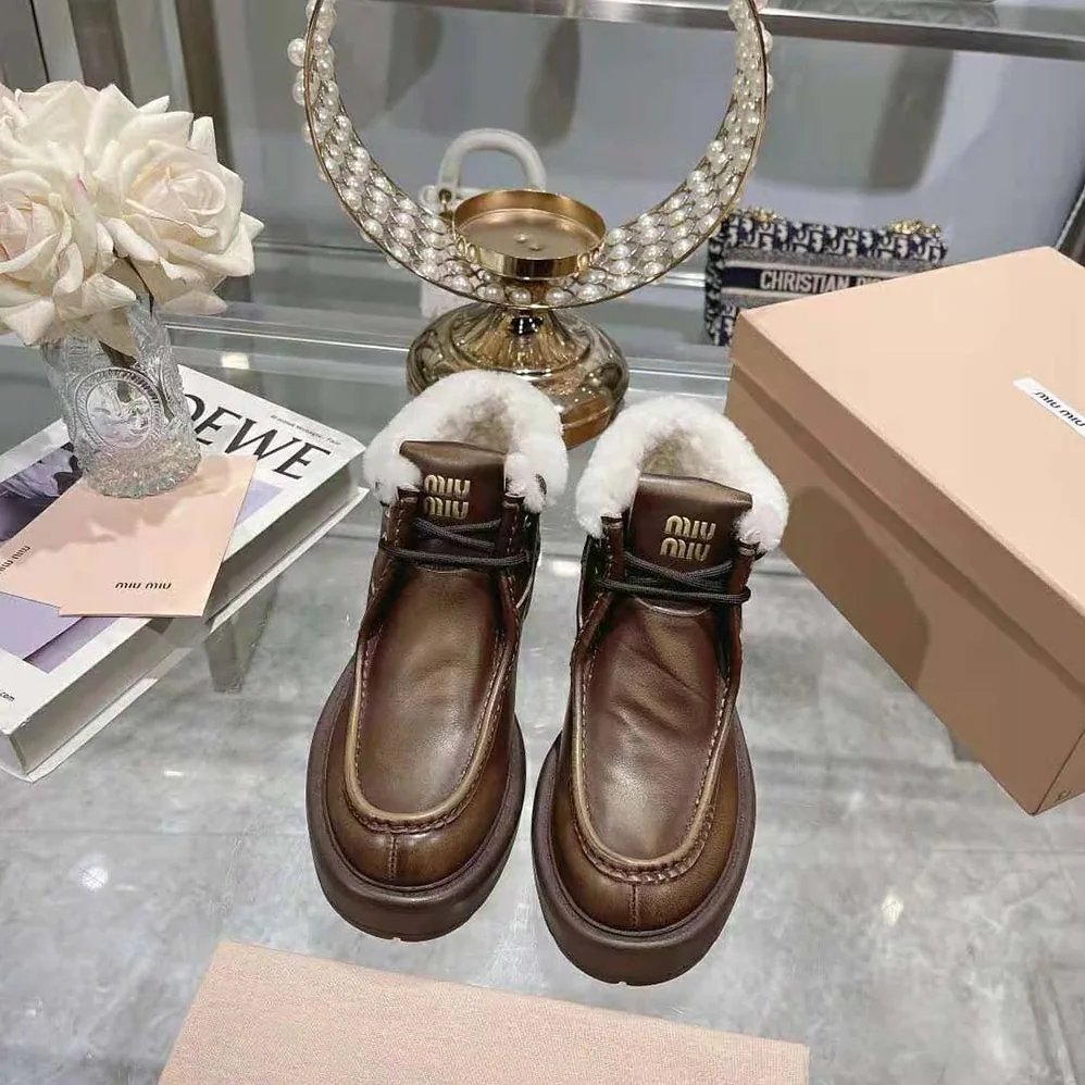 Miu Miu Fumé Leather Booties for Women in Brown Miu Miu Fumé Leather Booties for Women in Brown