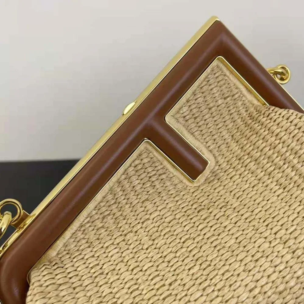 Fendi Fendi First Small Natural Straw Bag for Women