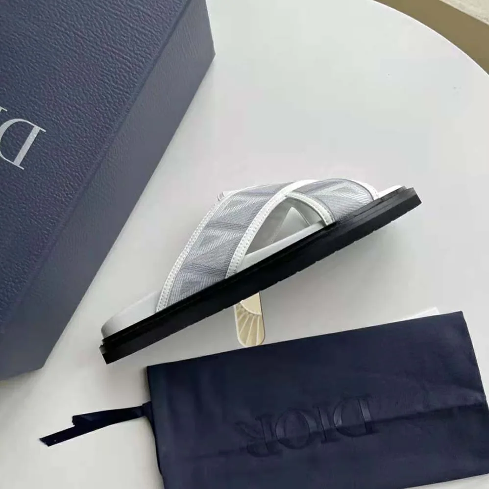 Dior Aqua Sandal Dior Gray CD Diamond Canvas for Men Dior Aqua Sandal Dior Gray CD Diamond Canvas for Men