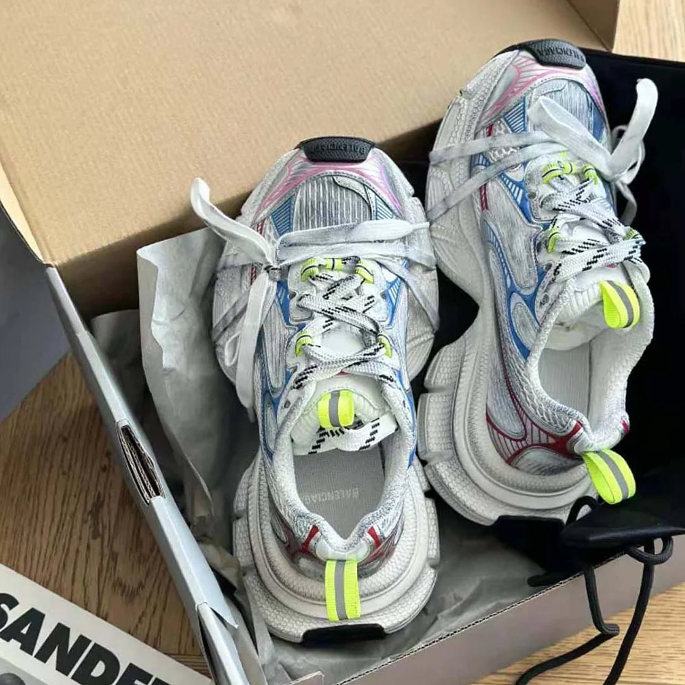 Balenciaga 3XL Sneaker in White Red and Blue Mesh and Polyurethane for Unisex Balenciaga 3XL Sneaker in White Red and Blue Mesh and Polyurethane for Unisex