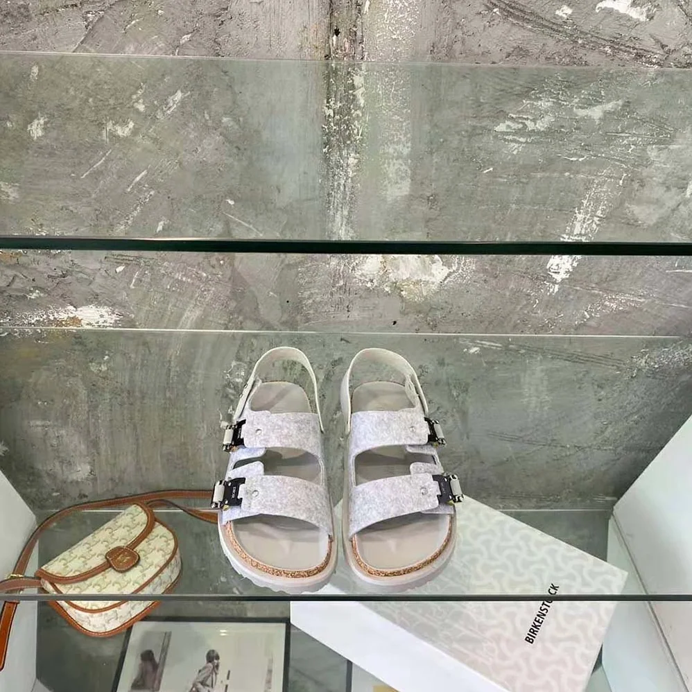 Dior Dior by Birkenstock Milano Sandal Dior Gray Felted Wool and Nubuck Calfskin for Men