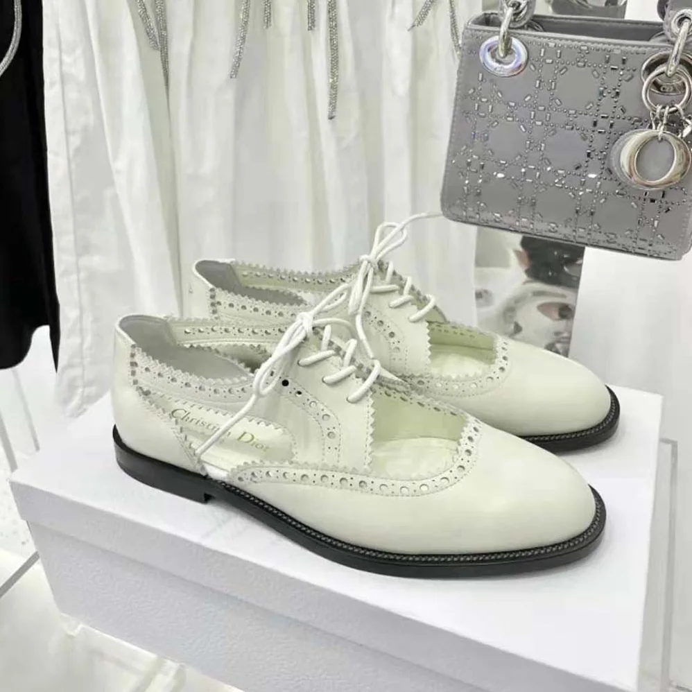 Dior Teddy-d Derby White Perforated Calfskin for Women