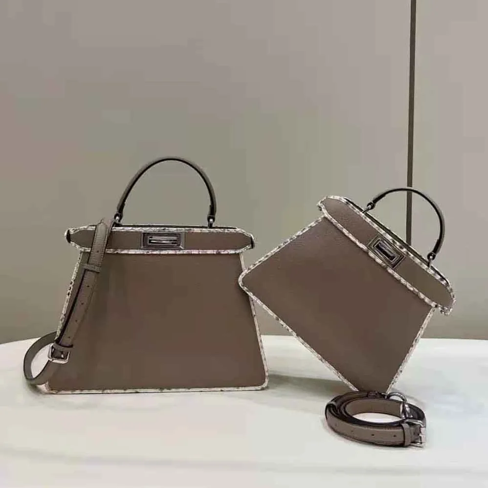 Fendi Peekaboo Iseeu Small Gray Full Grain Leather and Elaphe Bag for Women Fendi Peekaboo Iseeu Small Gray Full Grain Leather and Elaphe Bag for Women