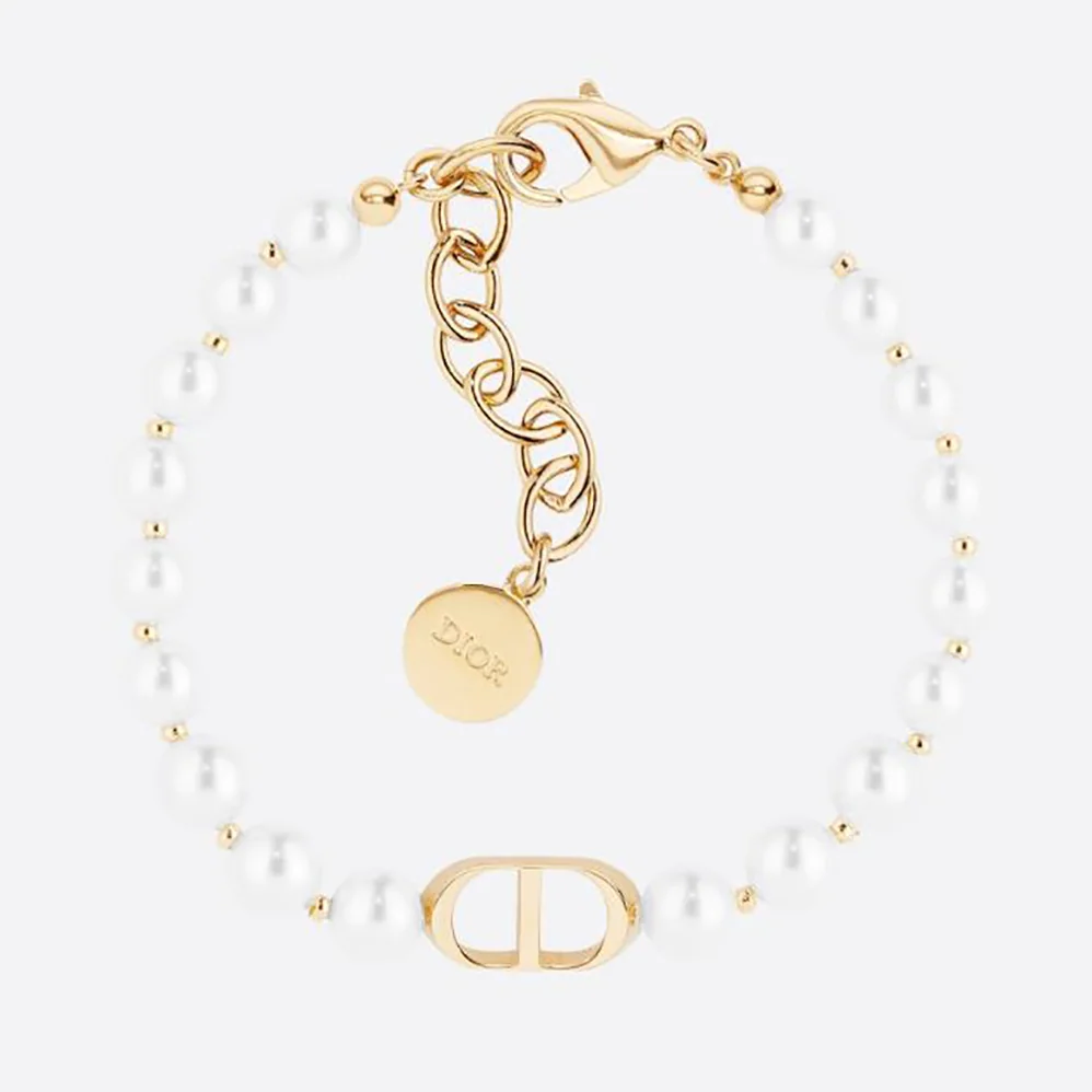 Dior 30 Montaigne Bracelet Gold-Finish Metal and White Resin Pearls for Women Dior 30 Montaigne Bracelet Gold-Finish Metal and White Resin Pearls for Women