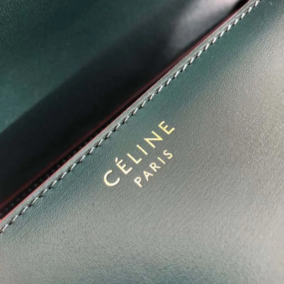Celine Small Classic Bag in Box Calfskin Leather for Women in Dark Green