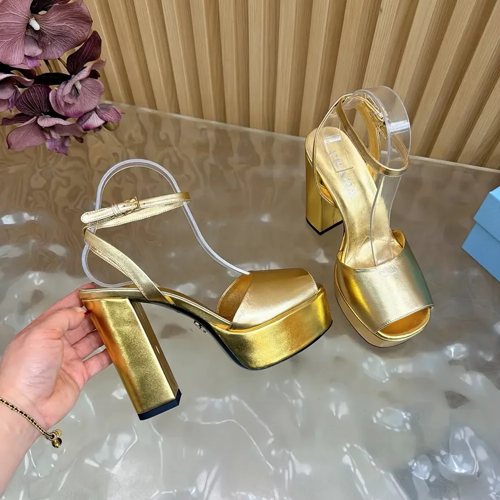 Prada Mordoré Nappa Leather Platform Sandals for Women in Gold Prada Mordoré Nappa Leather Platform Sandals for Women in Gold