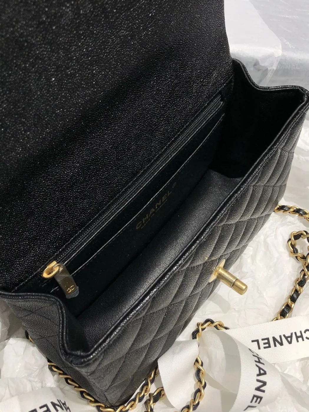 Chanel Flap Bag Mini Crossbody in Black Gold Hardware