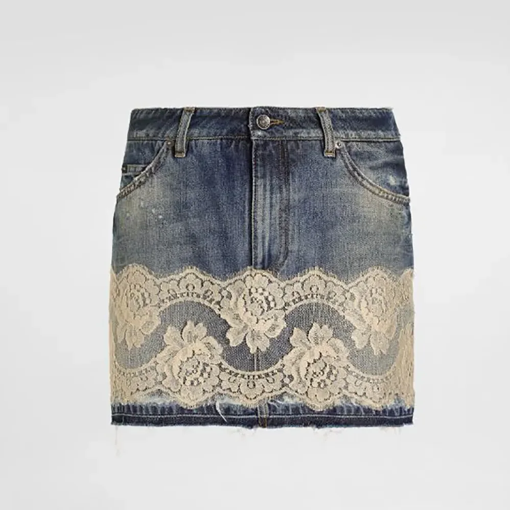 Dolce Gabbana D&G Denim Skirt with Lace-F4C6NDG8 for Women Dolce Gabbana D&G Denim Skirt with Lace-F4C6NDG8 for Women
