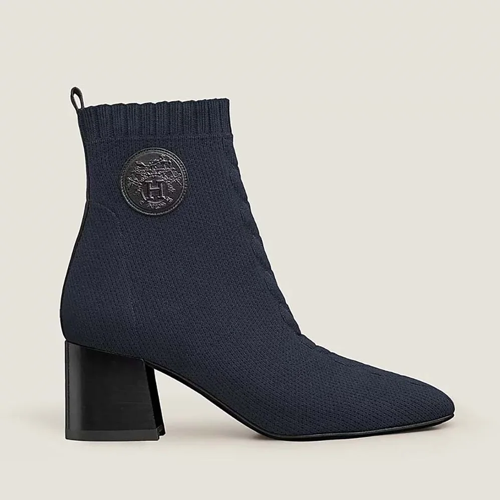 Hermes Volver 60 Ankle Boot in 7cm Heel Height for Women in Navy