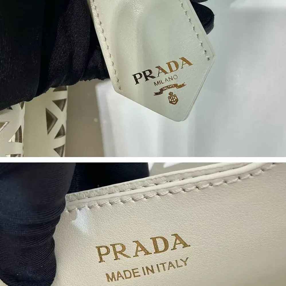 Prada Panier Leather Mini-bag with Cut-out Motif for Women in White