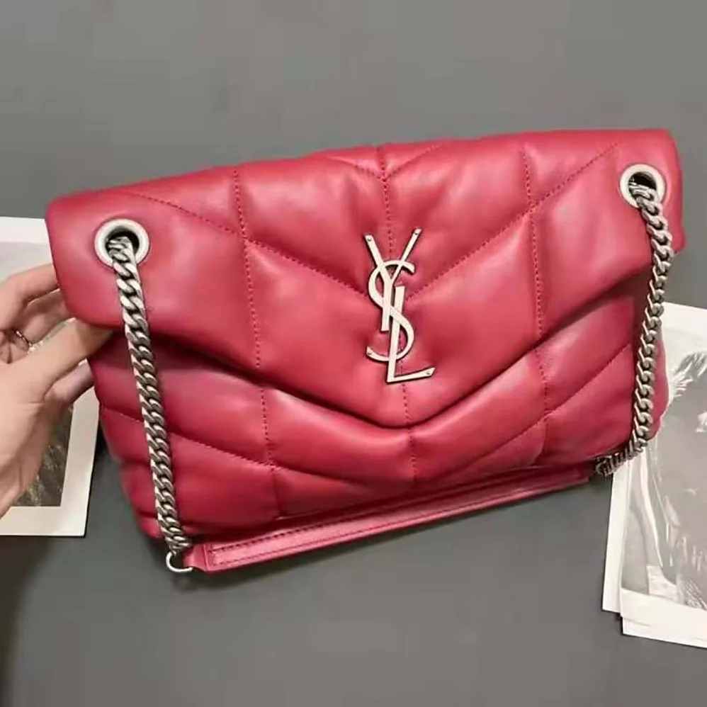 Saint Laurent YSL Puffer Small Bag in Quilted Lambskin for Women in Red Saint Laurent YSL Puffer Small Bag in Quilted Lambskin for Women in Red
