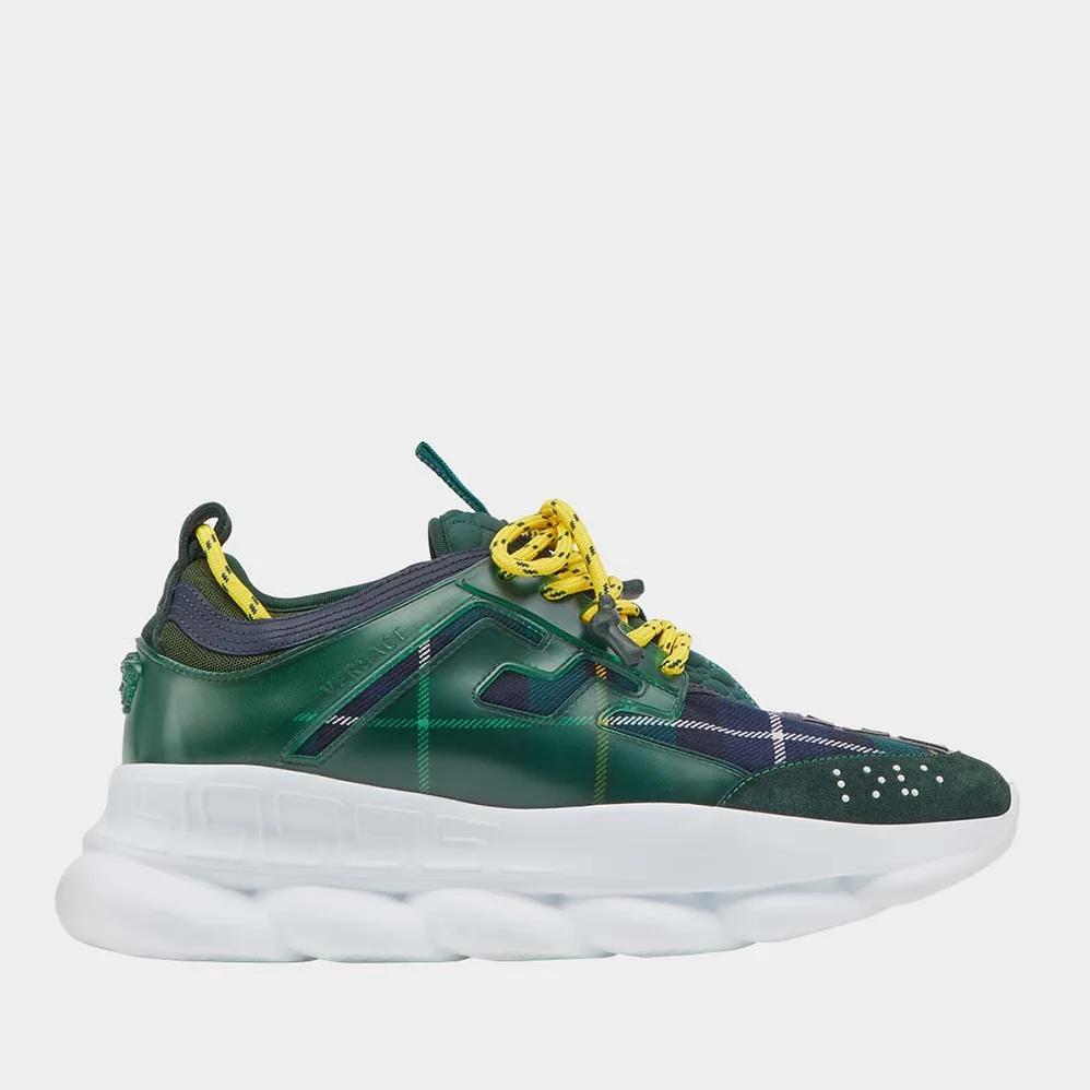 Versace Shoes Chain Reaction Sneaker Tartan for Men in Green Versace Shoes Chain Reaction Sneaker Tartan for Men in Green