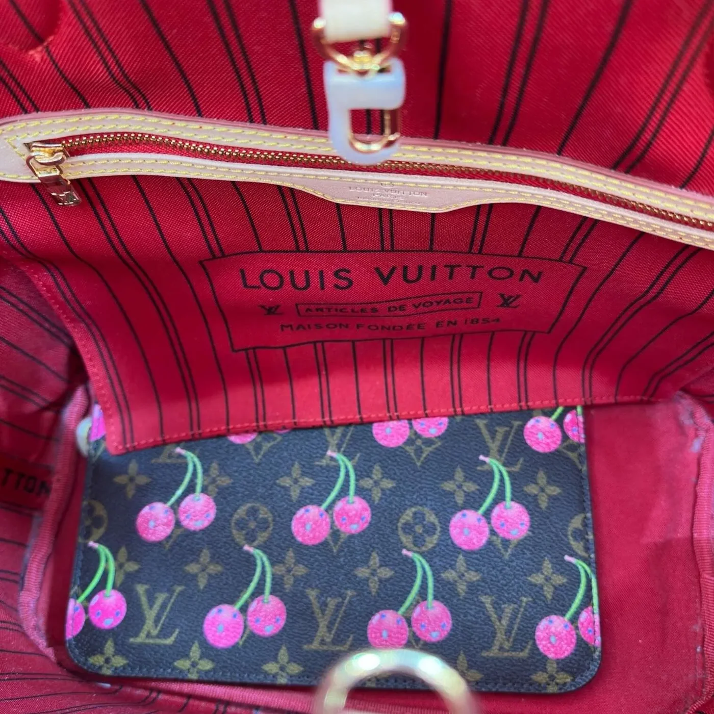 Cherry Monogram Neverfull MM Style Tote Bag