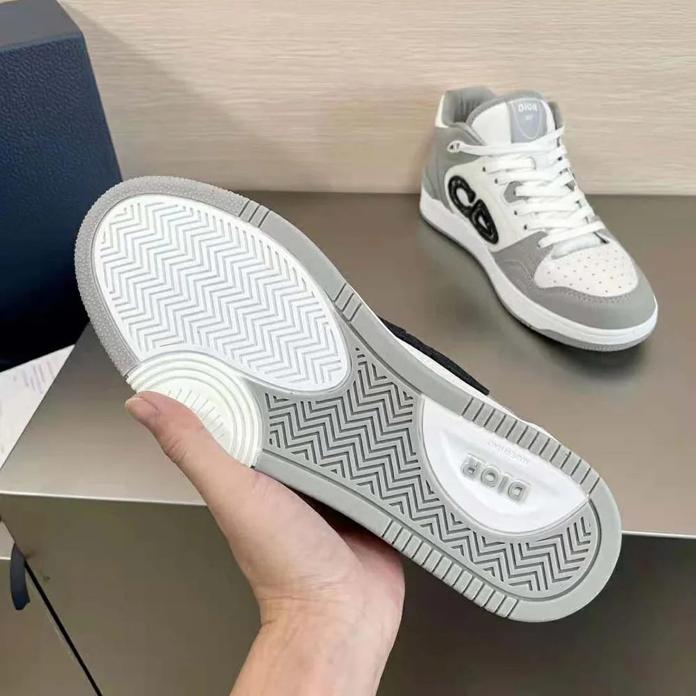 Dior B57 Mid-Top Sneaker Gray and White Smooth Calfskin for Men Dior B57 Mid-Top Sneaker Gray and White Smooth Calfskin for Men