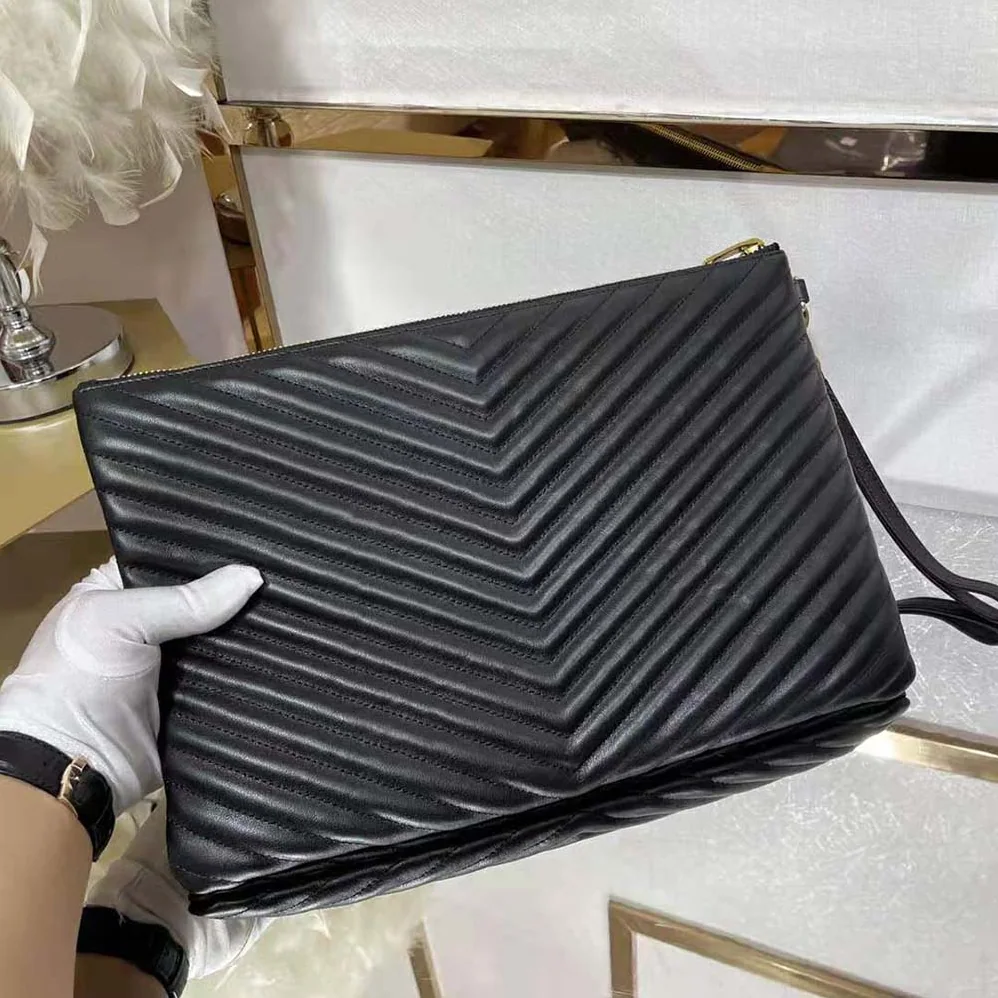 Saint Laurent YSL Monogram Document Holder in Matelasse Leather for Women in Black