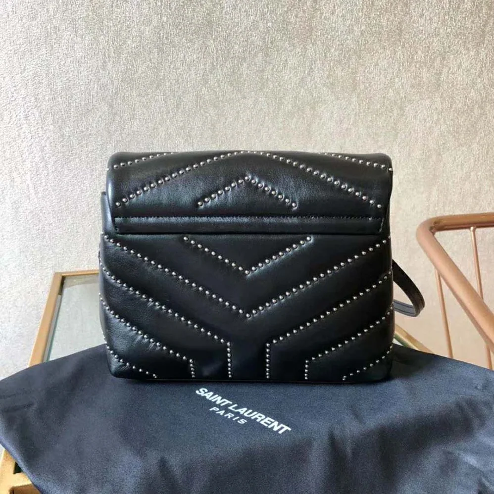 Saint Laurent YSL Loulou Medium Leather and Studs for Women in Black Saint Laurent YSL Loulou Medium Leather and Studs for Women in Black