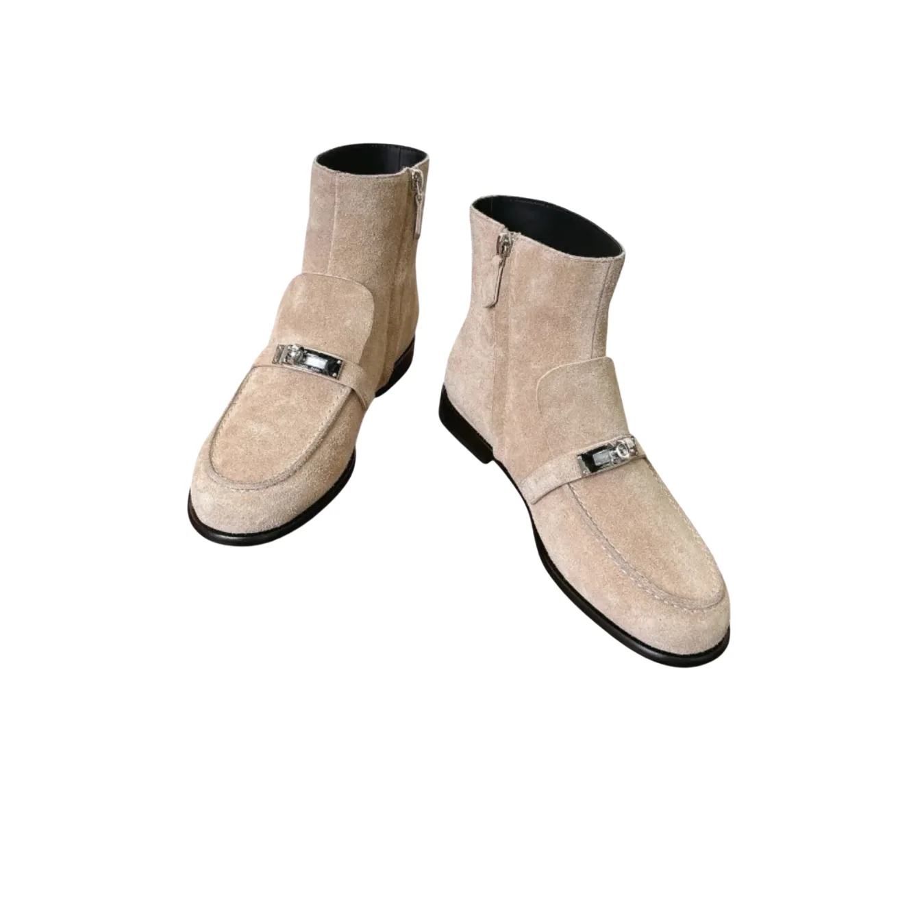 Hermes Kelsy Ankle Boots Beige Camel