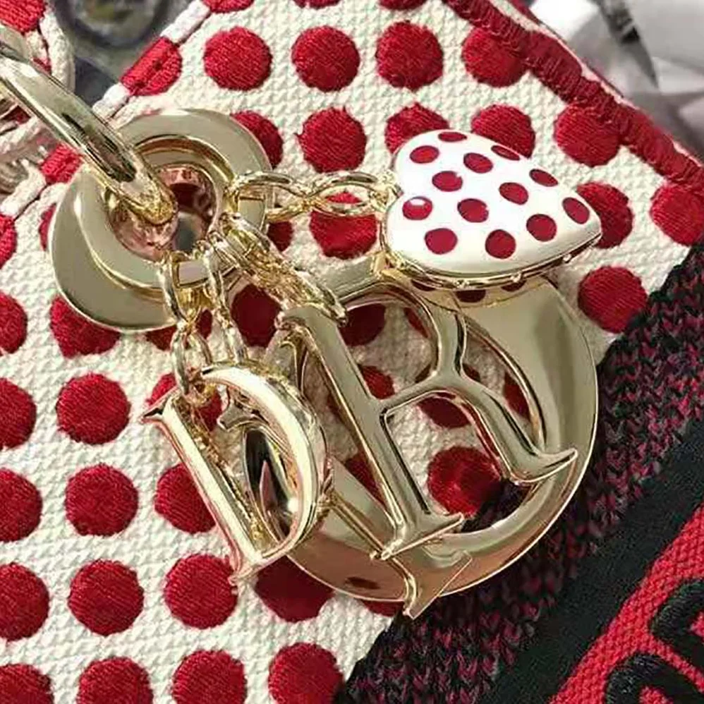 Dior Medium Lady D-Lite Dioramour Bag Red Dior Dots Embroidery Dior Medium Lady D-Lite Dioramour Bag Red Dior Dots Embroidery