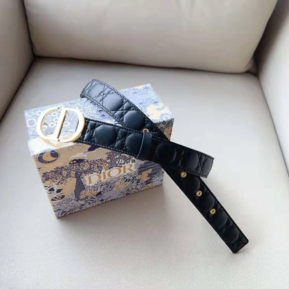 Dior 30 Montaigne Belt Black Cannage Calfskin 30 MM for Women