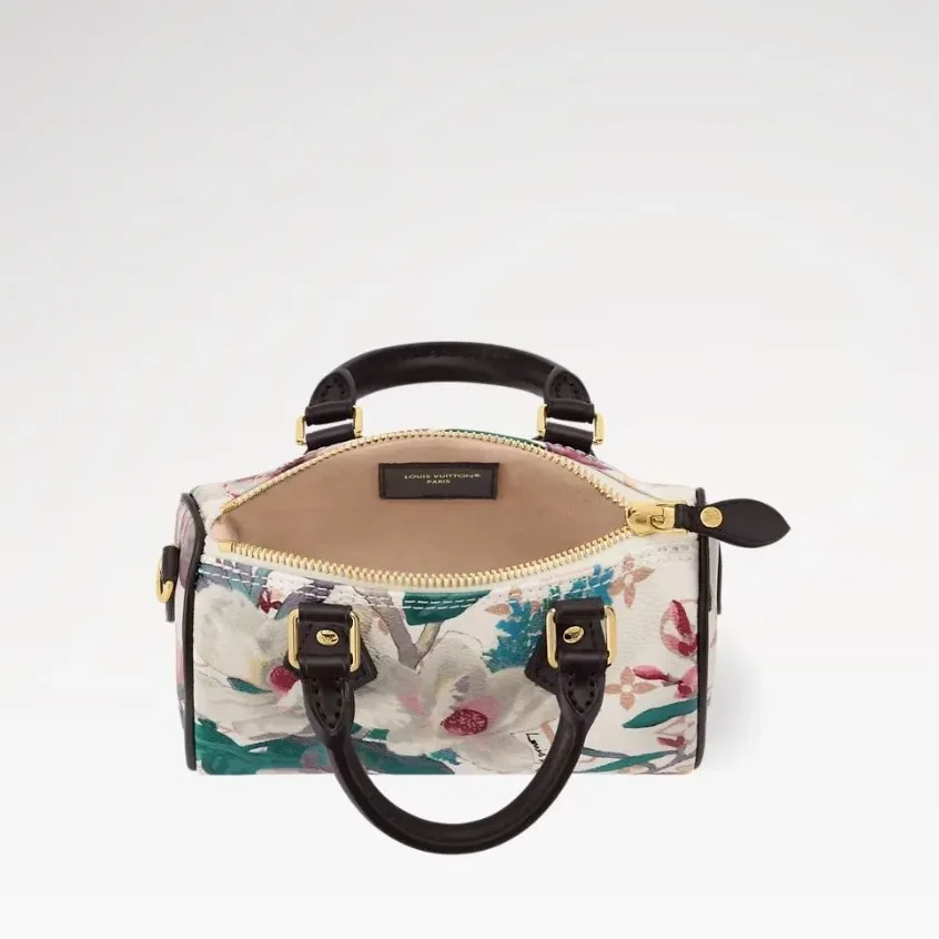 Louis Vuitton Nano Speedy Top Handle Bag in Monogram Dune Gold Hardware