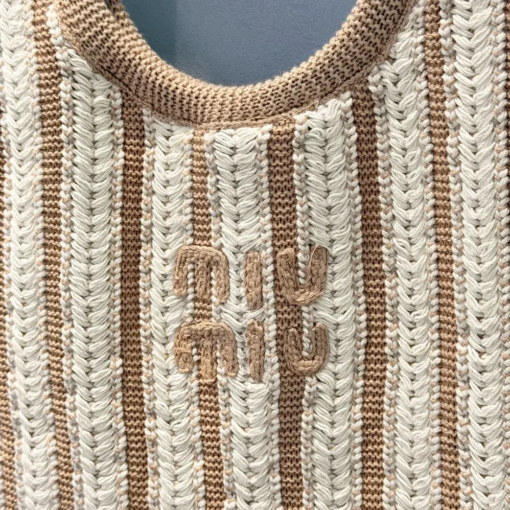 Miu Miu Ivy Crochet Bag for Women in Sand/Chalk Miu Miu Ivy Crochet Bag for Women in Sand/Chalk