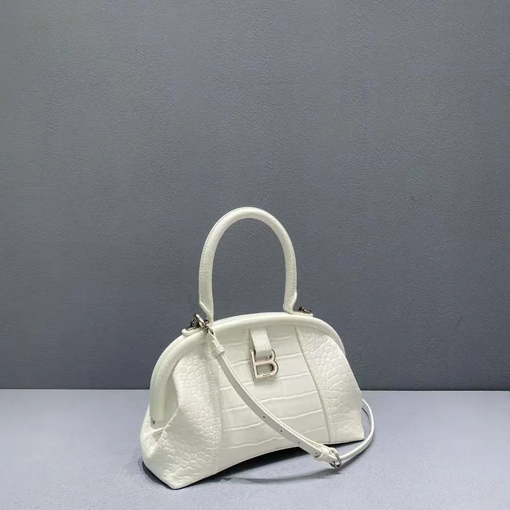 Balenciaga Editor Small Bag in Extra Supple Crocodile Embossed Calfskin in White for Women Balenciaga Editor Small Bag in Extra Supple Crocodile Embossed Calfskin in White for Women