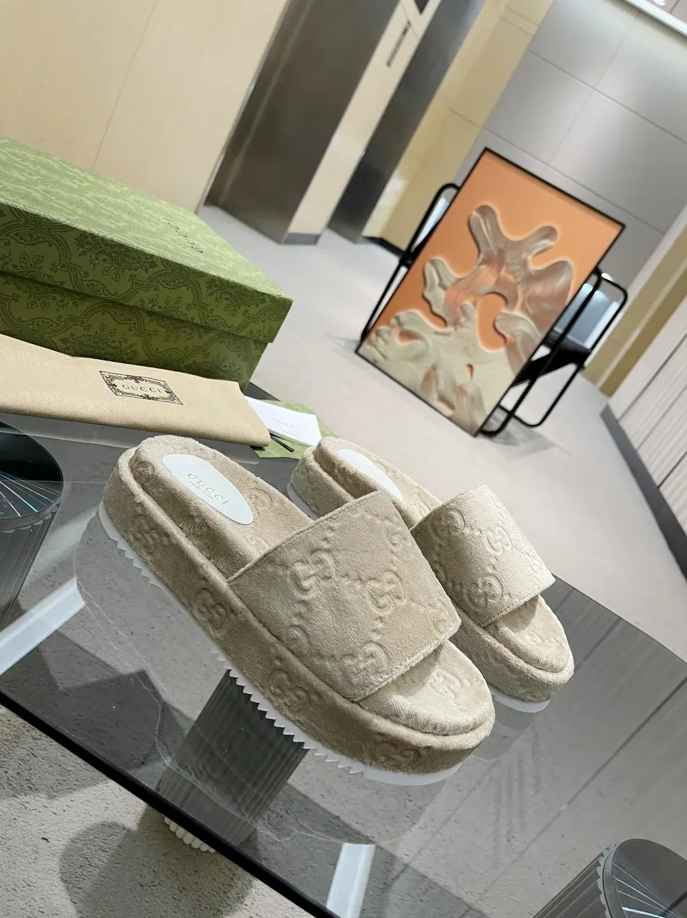Gucci GG Platform Sandal Beige for Women Gucci GG Platform Sandal Beige for Women