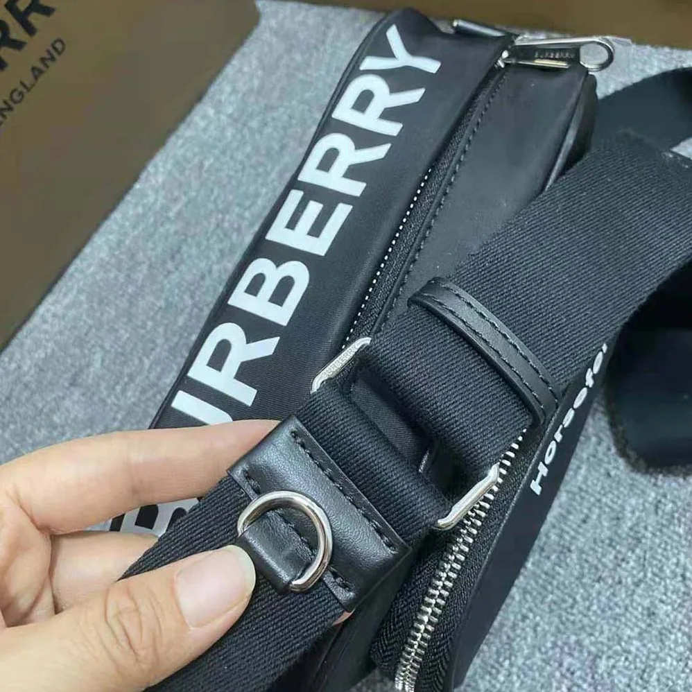 Burberry Coordinates Print Nylon Crossbody Bag for Men in Black Burberry Coordinates Print Nylon Crossbody Bag for Men in Black