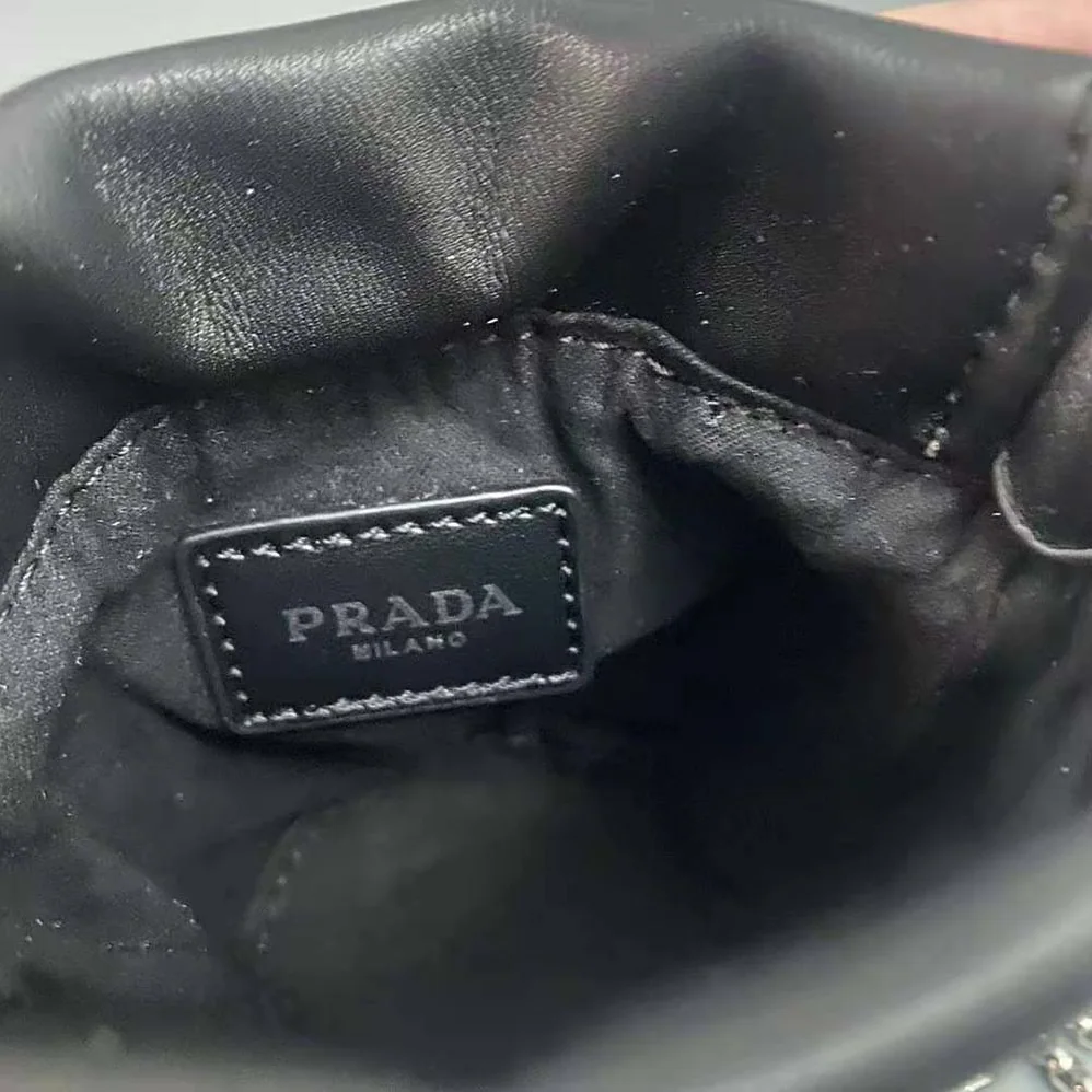 Prada Nappa Leather Mini-pouch with Necklace for Women in Black