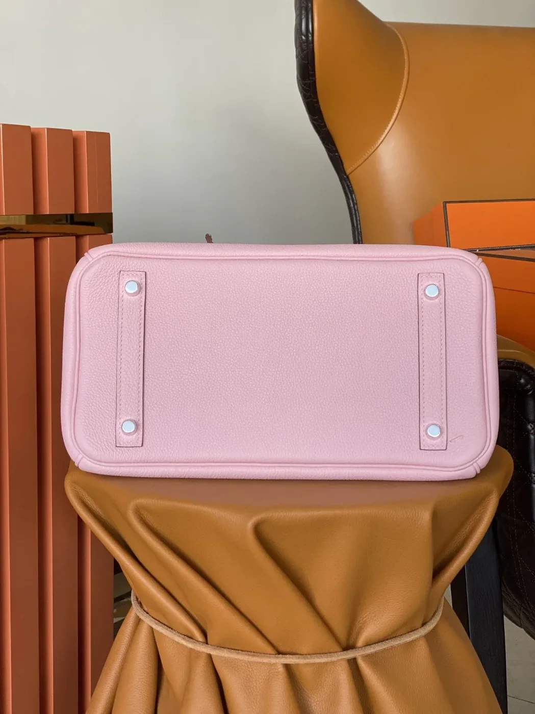 Hermes Birkin Top Handle Bag / Nata Swift Pink Silver Hardware