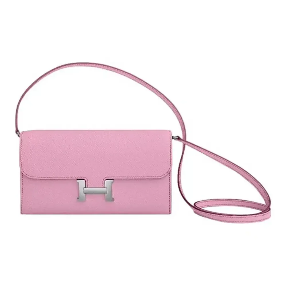 Hermes Constance Long To Go in Epsom Leather for Women in Pink/Silver