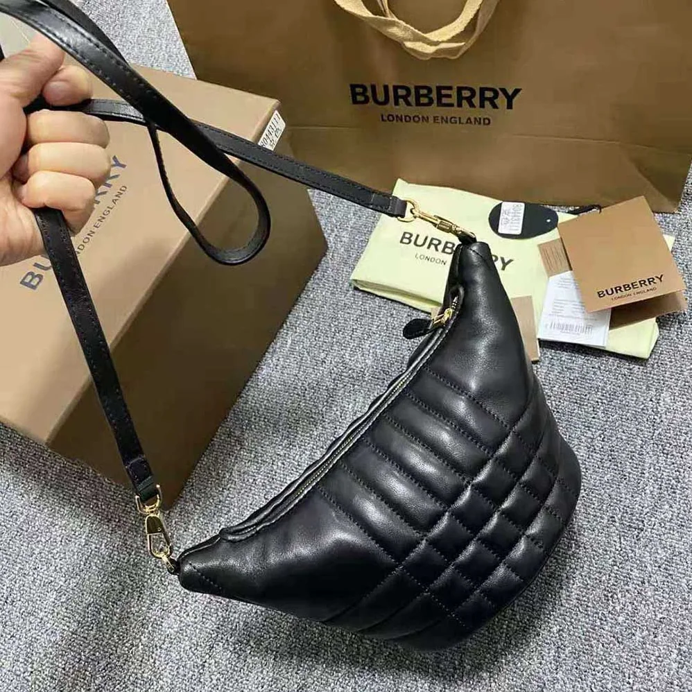 Burberry Small Quilted Lambskin Crescent Lola Bag for Women in Black Burberry Small Quilted Lambskin Crescent Lola Bag for Women in Black