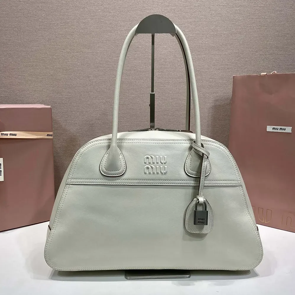 Miu Miu Vivant Leather Bag Chalk White for Women