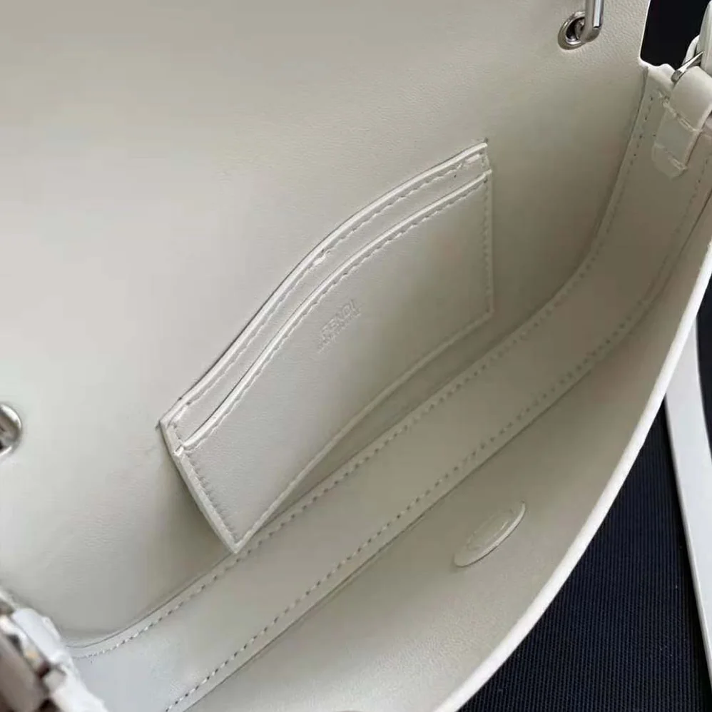 Fendi Baguette Phone Pouch White Patent Leather Pouch for Women Fendi Baguette Phone Pouch White Patent Leather Pouch for Women