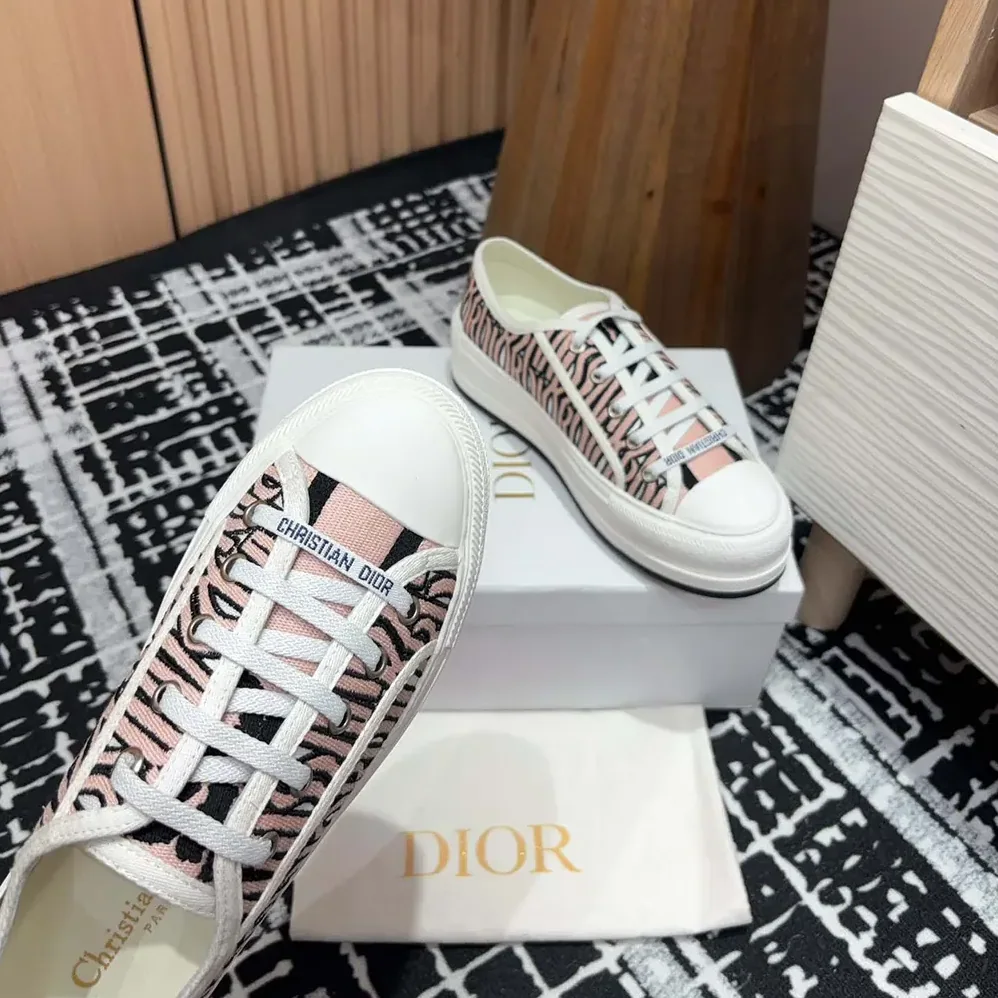 Dior Walk'n'Dior Platform Sneaker Embroidered Cotton for Women in Pink