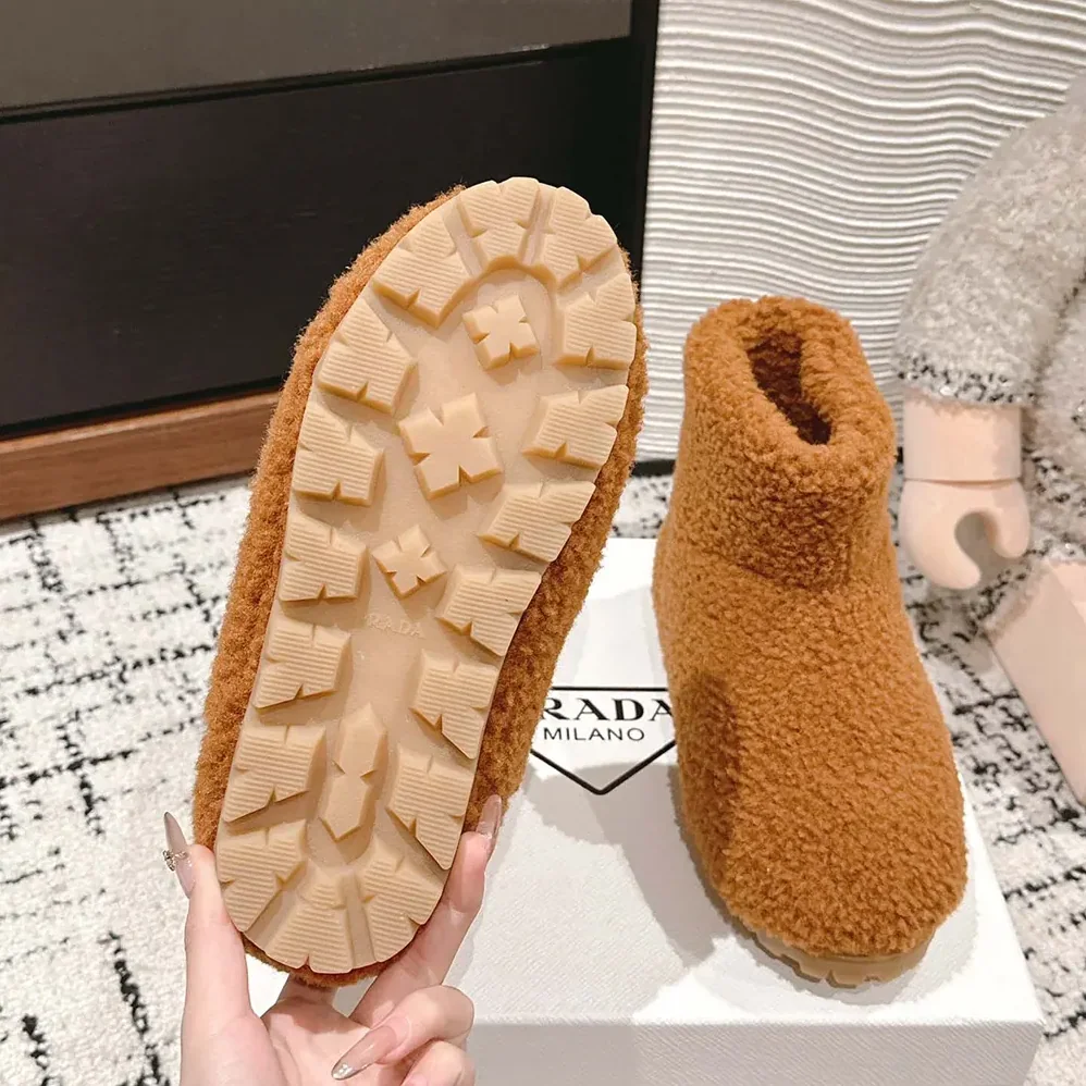 Prada Shearling Booties for Women in Brown