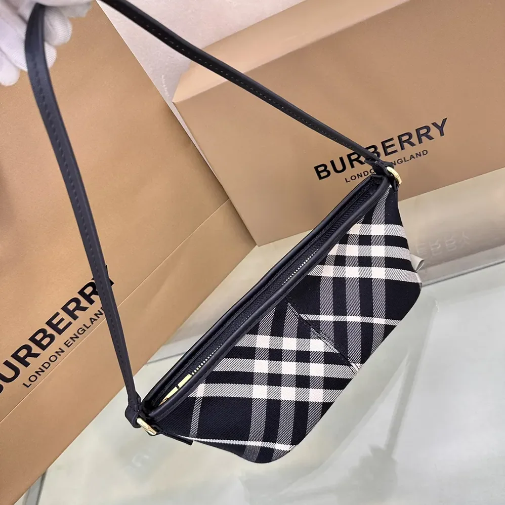 Burberry Check Mini Bag for Women in Black Burberry Check Mini Bag for Women in Black