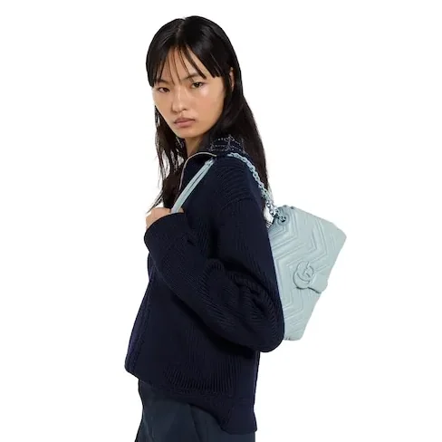 Gucci Marmont Small Shoulder Bag / Icy Blue Matelasse Light Blue Hardware